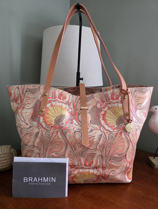 Brahmin Handbags - Brahmin All Day Tote Sunset Batik Floral Embossed Leather Tote Bag